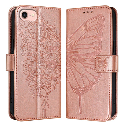 For iPhone SE 2024 Embossed Butterfly Leather Phone Case(Rose Gold) - More iPhone Cases by PMC Jewellery | Online Shopping South Africa | PMC Jewellery | Buy Now Pay Later Mobicred