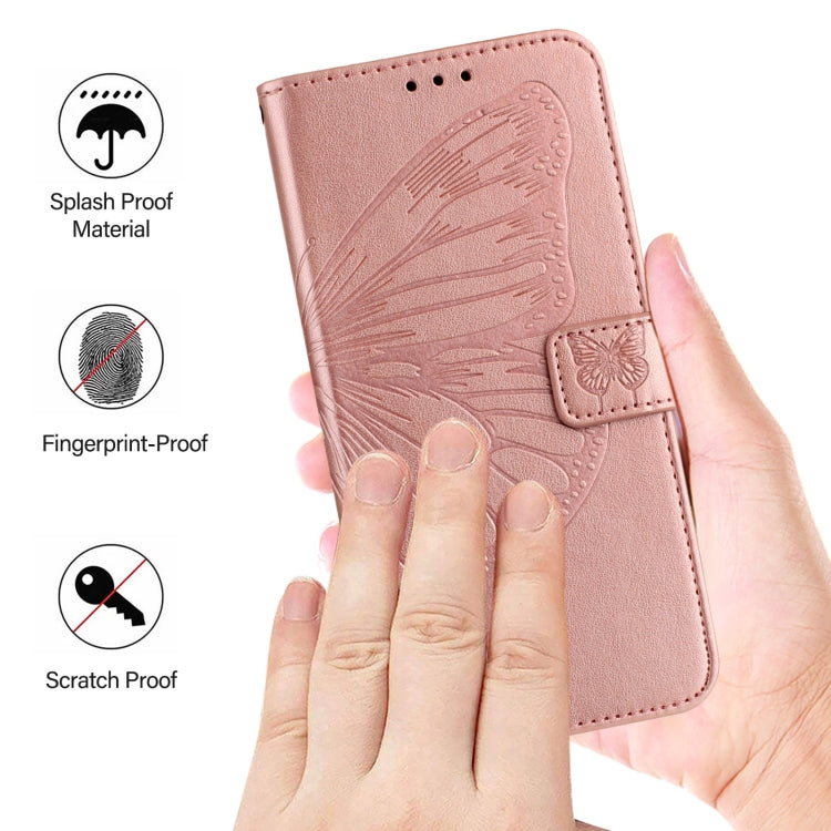 For iPhone SE 2024 Embossed Butterfly Leather Phone Case(Rose Gold) - More iPhone Cases by PMC Jewellery | Online Shopping South Africa | PMC Jewellery | Buy Now Pay Later Mobicred