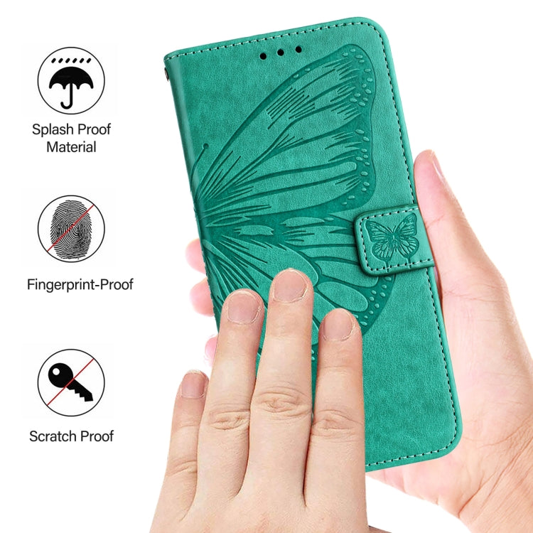 For iPhone SE 2024 Embossed Butterfly Leather Phone Case(Green) - More iPhone Cases by PMC Jewellery | Online Shopping South Africa | PMC Jewellery | Buy Now Pay Later Mobicred