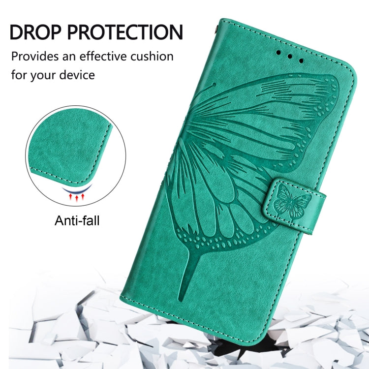 For iPhone 16 Pro Max Embossed Butterfly Leather Phone Case(Green) - iPhone 16 Pro Max Cases by PMC Jewellery | Online Shopping South Africa | PMC Jewellery | Buy Now Pay Later Mobicred