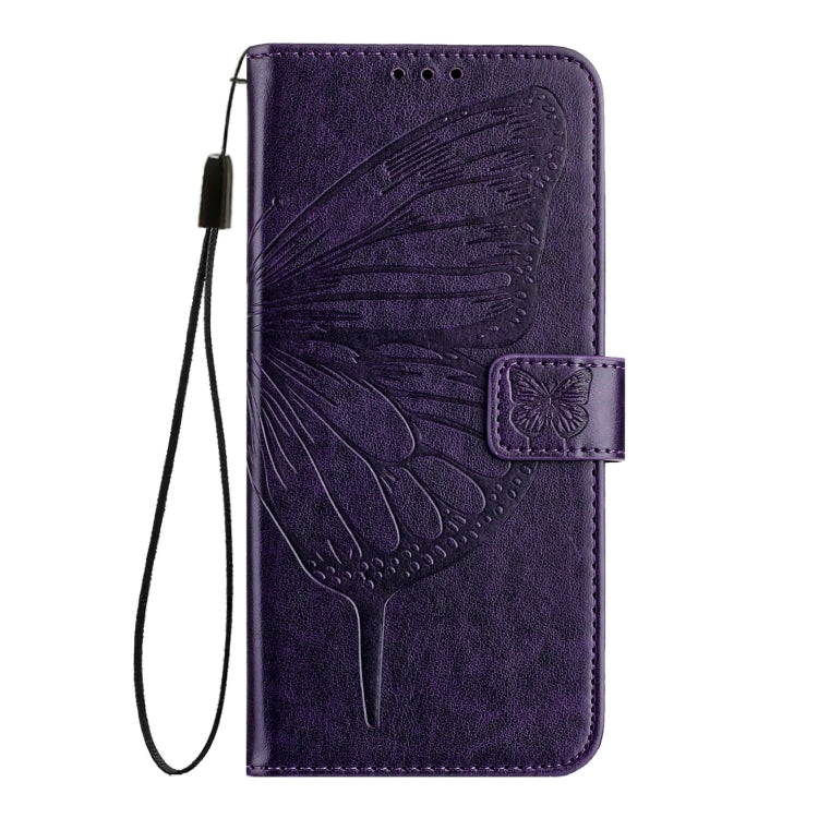 For iPhone 16 Pro Embossed Butterfly Leather Phone Case(Dark Purple) - iPhone 16 Pro Cases by PMC TechLife | Online Shopping South Africa | PMC TechLife | Buy Now Pay Later Mobicred
