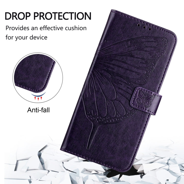 For iPhone 16 Pro Embossed Butterfly Leather Phone Case(Dark Purple) - iPhone 16 Pro Cases by PMC Jewellery | Online Shopping South Africa | PMC Jewellery | Buy Now Pay Later Mobicred