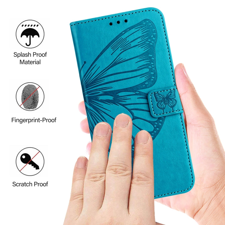 For iPhone 16 Pro Embossed Butterfly Leather Phone Case(Blue) - iPhone 16 Pro Cases by PMC Jewellery | Online Shopping South Africa | PMC Jewellery | Buy Now Pay Later Mobicred