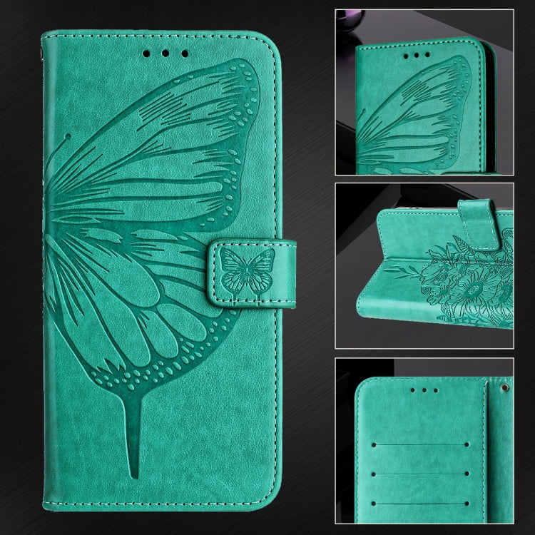 For iPhone 16 Pro Embossed Butterfly Leather Phone Case(Green) - iPhone 16 Pro Cases by PMC Jewellery | Online Shopping South Africa | PMC Jewellery | Buy Now Pay Later Mobicred