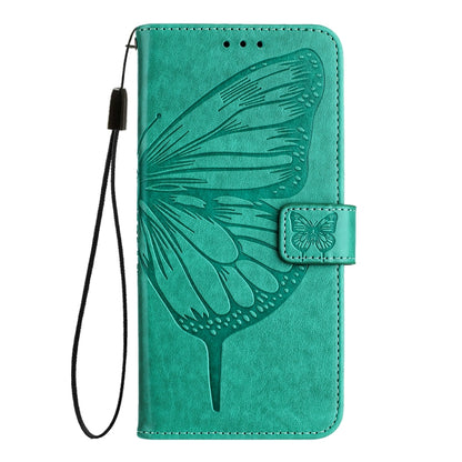 For iPhone 16 Plus Embossed Butterfly Leather Phone Case(Green) - iPhone 16 Plus Cases by PMC Jewellery | Online Shopping South Africa | PMC Jewellery | Buy Now Pay Later Mobicred