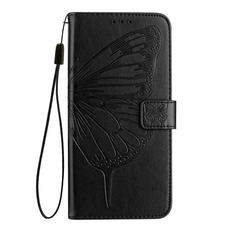 For iPhone 16 Embossed Butterfly Leather Phone Case(Black) - iPhone 16 Cases by PMC Jewellery | Online Shopping South Africa | PMC Jewellery | Buy Now Pay Later Mobicred