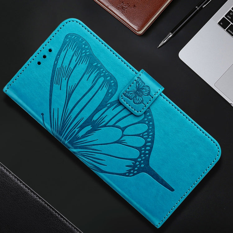 For iPhone 16 Embossed Butterfly Leather Phone Case(Blue) - iPhone 16 Cases by PMC Jewellery | Online Shopping South Africa | PMC Jewellery | Buy Now Pay Later Mobicred