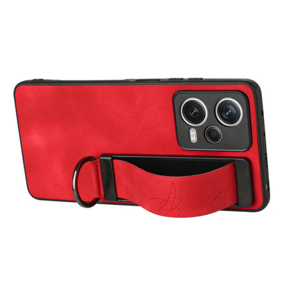 For Xiaomi Redmi Note 12 Pro+ 5G Global Wristband Holder Leather Back Phone Case(Red) - Xiaomi Cases by PMC Jewellery | Online Shopping South Africa | PMC Jewellery | Buy Now Pay Later Mobicred