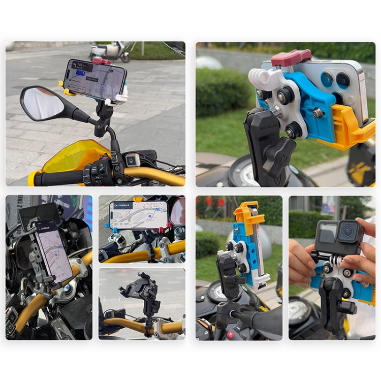 MOTOSLG Crab Motorcycle Phone Clamp Bracket M10 Ballhead Mount(Yellow Blue White) - Holder by MOTOLSG | Online Shopping South Africa | PMC Jewellery | Buy Now Pay Later Mobicred