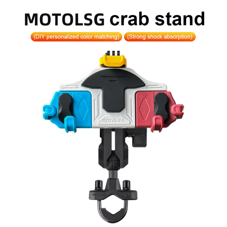 MOTOSLG Crab Motorcycle Phone Clamp Bracket L-Type Rear Mirror Mount(Blue White Red) - Holder by MOTOLSG | Online Shopping South Africa | PMC Jewellery | Buy Now Pay Later Mobicred