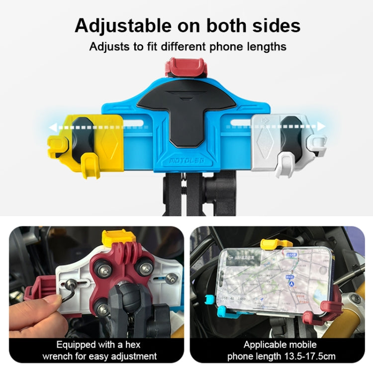 MOTOSLG Crab Motorcycle Phone Clamp Bracket M10 Ballhead Mount with Anti-theft Lock(Blue White Red) - Holder by MOTOLSG | Online Shopping South Africa | PMC Jewellery | Buy Now Pay Later Mobicred