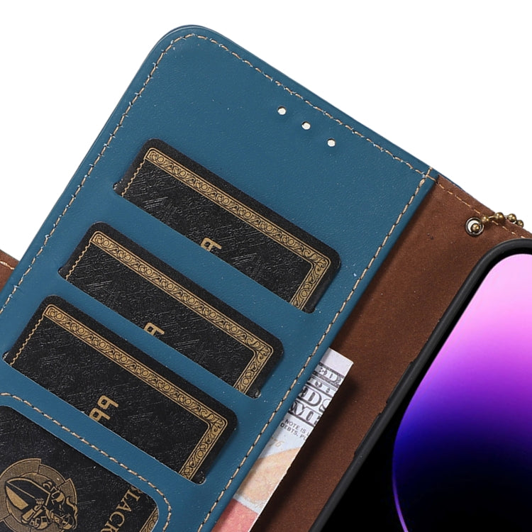 For OnePlus Nord 3 / Ace 2V Genuine Leather Magnetic RFID Leather Phone Case(Blue) - OnePlus Cases by PMC TechLife | Online Shopping South Africa | PMC TechLife | Buy Now Pay Later Mobicred