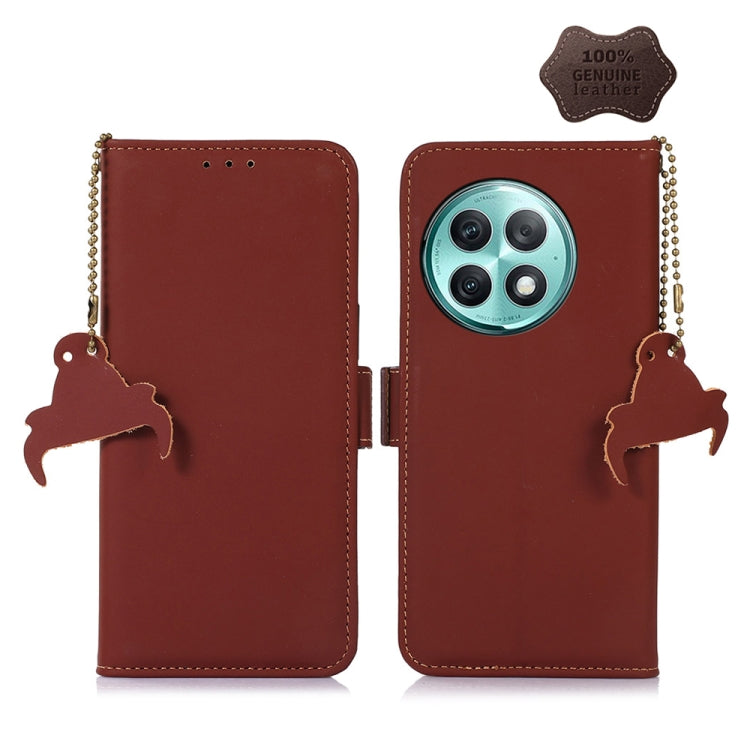 For OnePlus Ace 2 Pro Genuine Leather Magnetic RFID Leather Phone Case(Coffee) - OnePlus Cases by PMC TechLife | Online Shopping South Africa | PMC TechLife | Buy Now Pay Later Mobicred