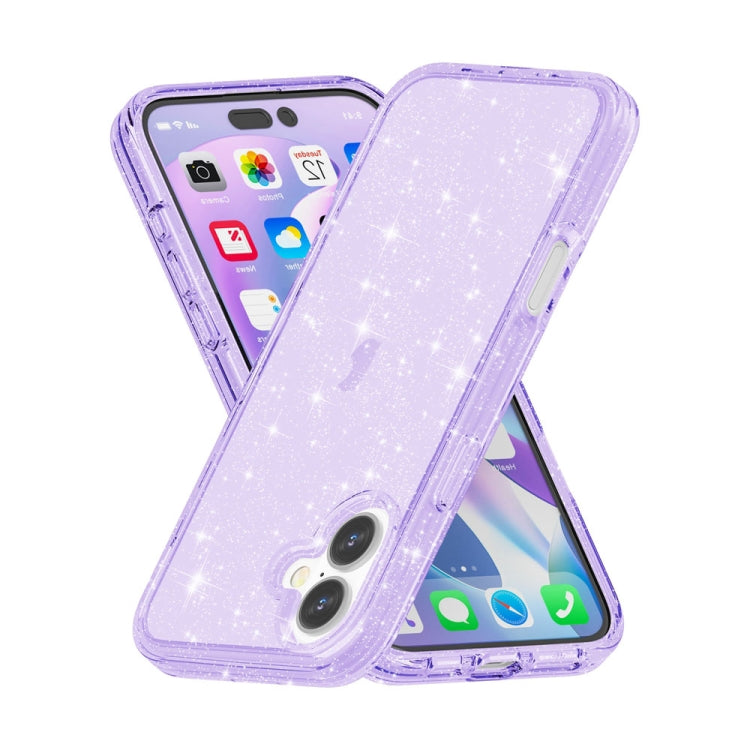 For iPhone 16 Plus Shockproof Terminator Glitter Powder Phone Case(Purple) - iPhone 16 Plus Cases by PMC TechLife | Online Shopping South Africa | PMC TechLife | Buy Now Pay Later Mobicred