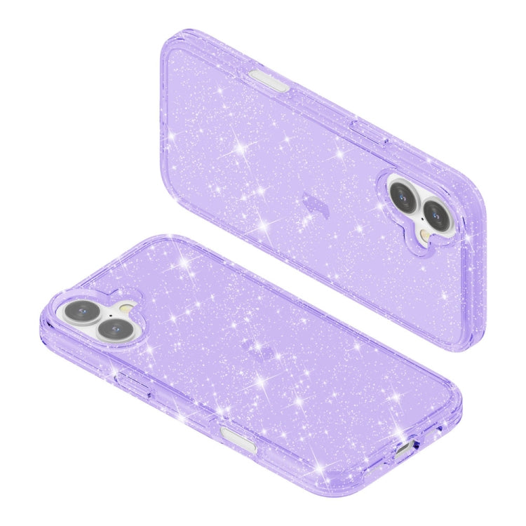 For iPhone 16 Plus Shockproof Terminator Glitter Powder Phone Case(Purple) - iPhone 16 Plus Cases by PMC TechLife | Online Shopping South Africa | PMC TechLife | Buy Now Pay Later Mobicred