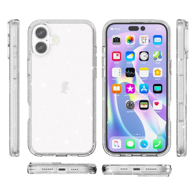 For iPhone 16 Shockproof Terminator Glitter Powder Phone Case(White) - iPhone 16 Cases by PMC Jewellery | Online Shopping South Africa | PMC Jewellery | Buy Now Pay Later Mobicred