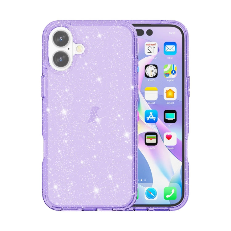 For iPhone 16 Shockproof Terminator Glitter Powder Phone Case(Purple) - iPhone 16 Cases by PMC Jewellery | Online Shopping South Africa | PMC Jewellery | Buy Now Pay Later Mobicred