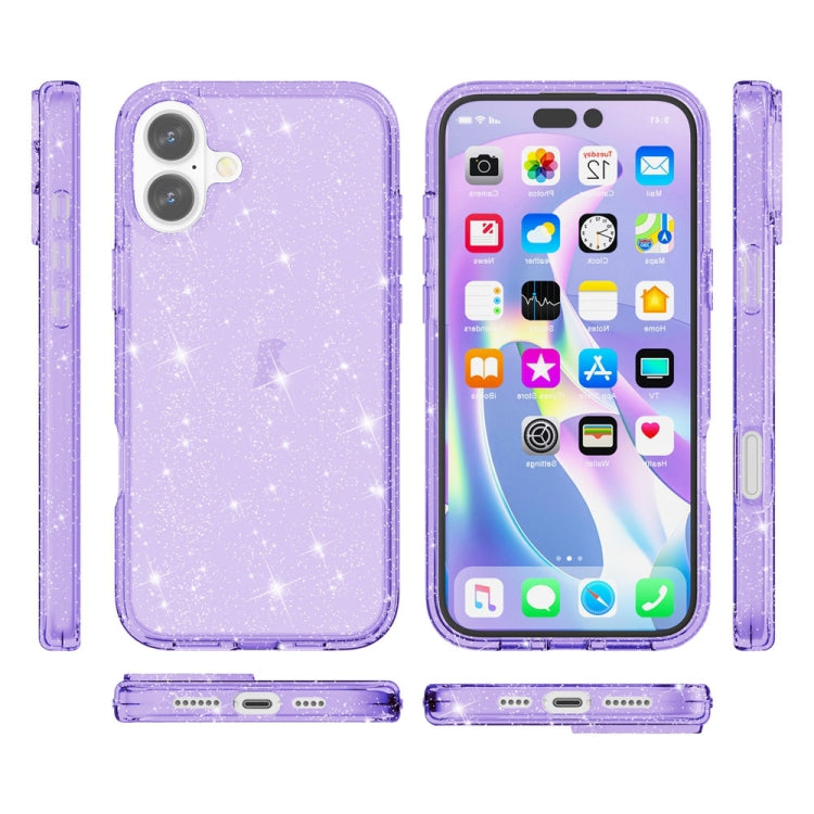 For iPhone 16 Shockproof Terminator Glitter Powder Phone Case(Purple) - iPhone 16 Cases by PMC Jewellery | Online Shopping South Africa | PMC Jewellery | Buy Now Pay Later Mobicred