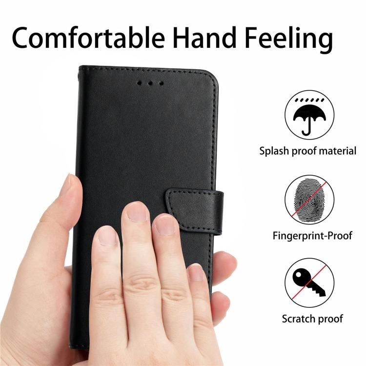 For OnePlus 13R Genuine Leather Fingerprint-proof Flip Phone Case(Black) - OnePlus Cases by PMC TechLife | Online Shopping South Africa | PMC TechLife | Buy Now Pay Later Mobicred