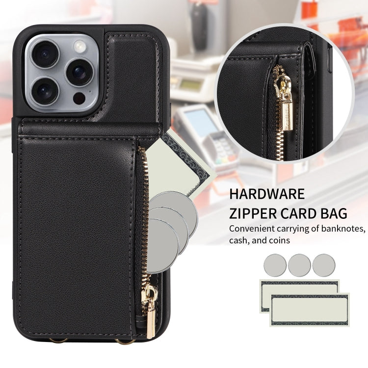 For iPhone 16 Pro Max Crossbody Lanyard Zipper Wallet Leather Phone Case(Black) - iPhone 16 Pro Max Cases by PMC Jewellery | Online Shopping South Africa | PMC Jewellery | Buy Now Pay Later Mobicred