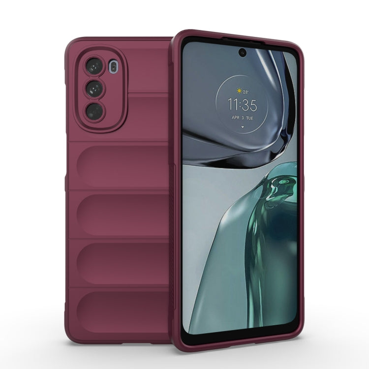 For Motorola Moto G62 5G Magic Shield TPU + Flannel Phone Case(Wine Red) - Motorola Cases by PMC Jewellery | Online Shopping South Africa | PMC Jewellery | Buy Now Pay Later Mobicred