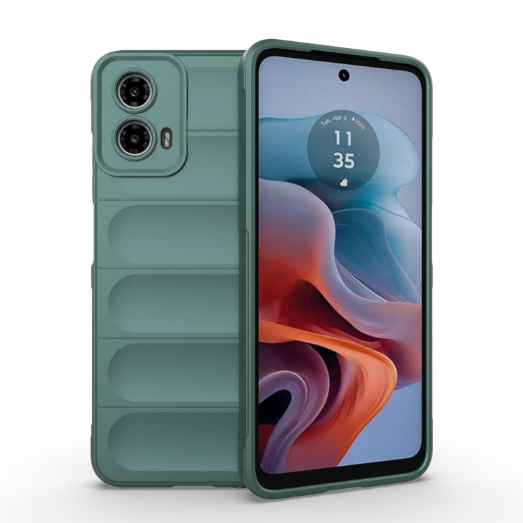 For Motorola Moto G34 5G Magic Shield TPU + Flannel Phone Case(Dark Green) - Motorola Cases by PMC Jewellery | Online Shopping South Africa | PMC Jewellery | Buy Now Pay Later Mobicred