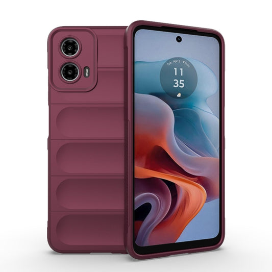 For Motorola Moto G34 5G Magic Shield TPU + Flannel Phone Case(Wine Red) - Motorola Cases by PMC Jewellery | Online Shopping South Africa | PMC Jewellery | Buy Now Pay Later Mobicred