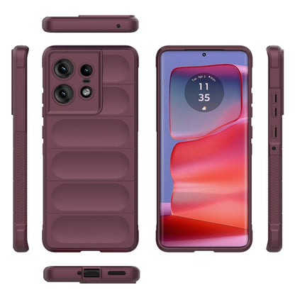 For Motorola Edge 50 Pro 5G Global Magic Shield TPU + Flannel Phone Case(Wine Red) - Motorola Cases by PMC Jewellery | Online Shopping South Africa | PMC Jewellery | Buy Now Pay Later Mobicred