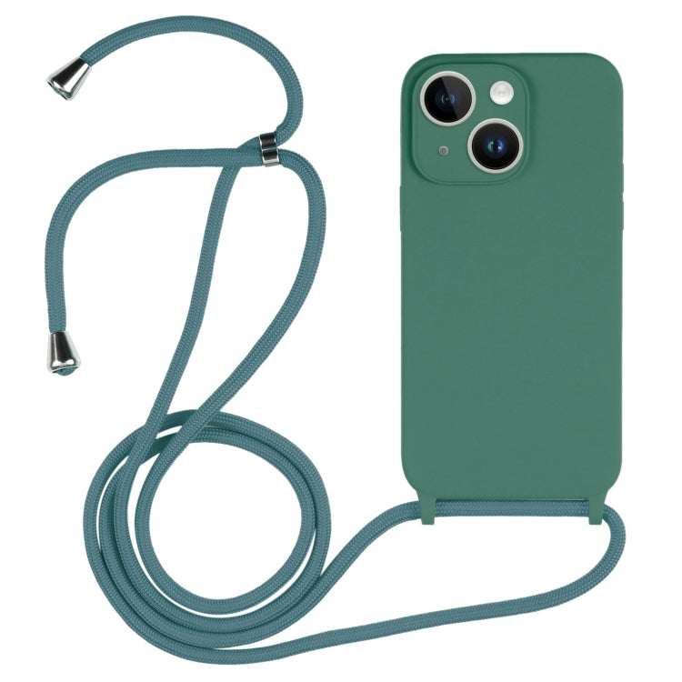 For iPhone 15 Plus Crossbody Lanyard Liquid Silicone Case(Emerald Green) - iPhone 15 Plus Cases by PMC Jewellery | Online Shopping South Africa | PMC Jewellery