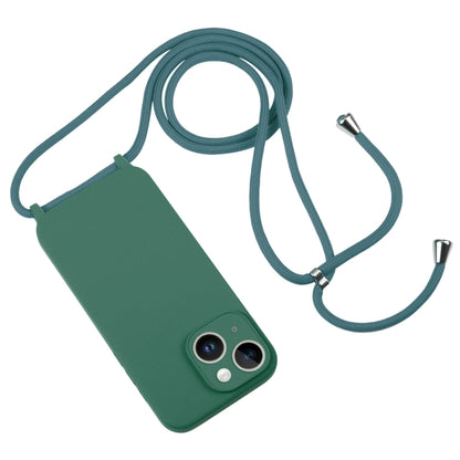 For iPhone 15 Plus Crossbody Lanyard Liquid Silicone Case(Emerald Green) - iPhone 15 Plus Cases by PMC Jewellery | Online Shopping South Africa | PMC Jewellery