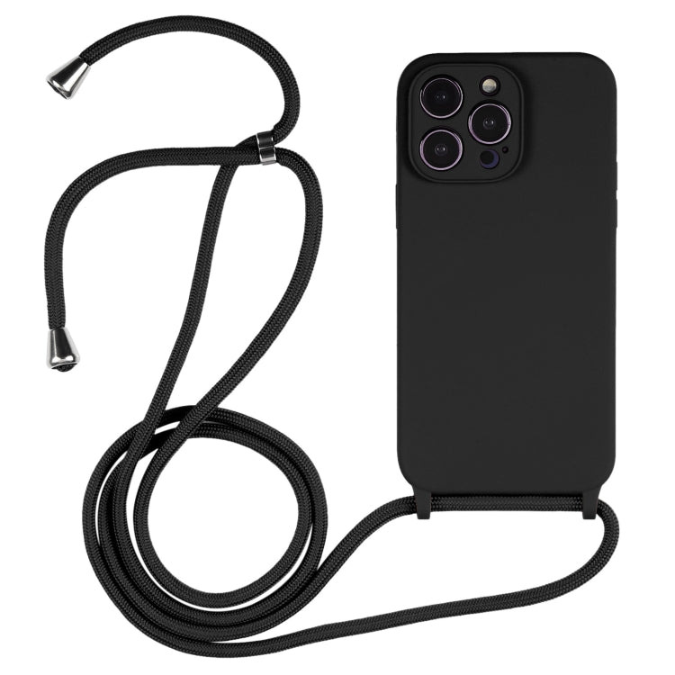 For iPhone 15 Pro Crossbody Lanyard Liquid Silicone Case(Black) - iPhone 15 Pro Cases by PMC Jewellery | Online Shopping South Africa | PMC Jewellery