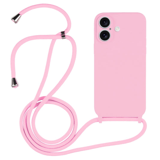 For iPhone 16 Crossbody Lanyard Liquid Silicone Case(Pink) - iPhone 16 Cases by PMC Jewellery | Online Shopping South Africa | PMC Jewellery | Buy Now Pay Later Mobicred