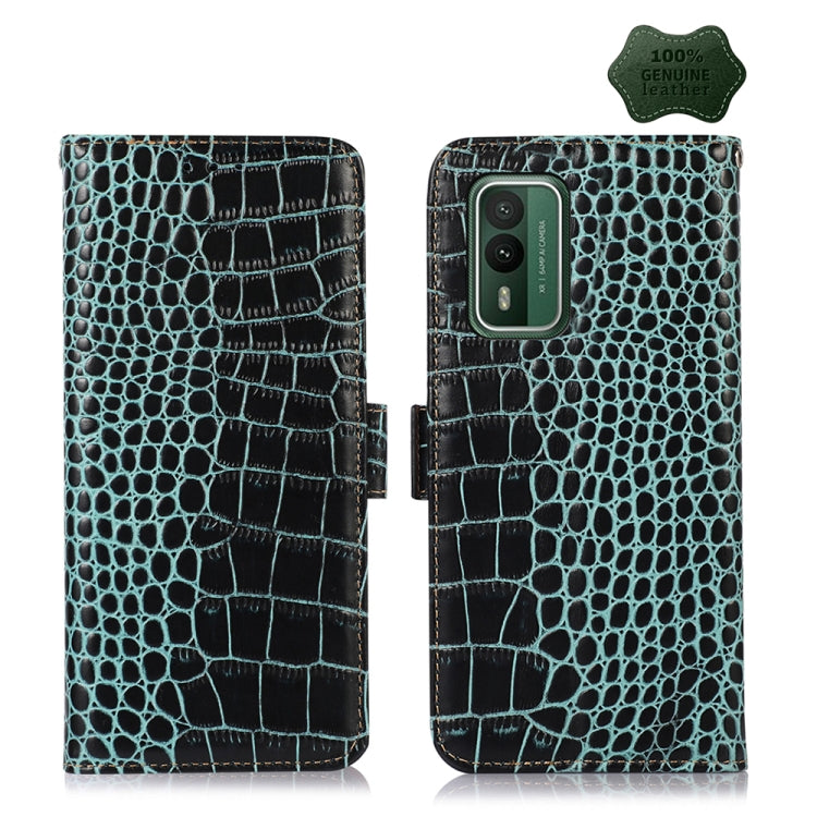 For Nokia XR21 Crocodile Top Layer Cowhide Leather Phone Case(Green) - Nokia Cases by PMC TechLife | Online Shopping South Africa | PMC TechLife | Buy Now Pay Later Mobicred