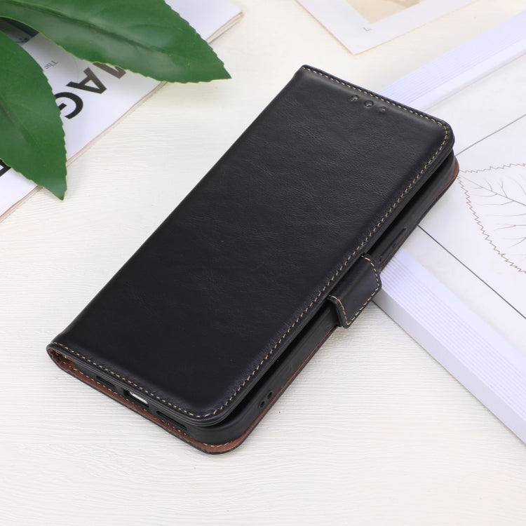 For OnePlus Nord CE4 Lite Magnetic Crazy Horse Texture Genuine Leather RFID Phone Case(Black) - Nord CE4 Lite Cases by PMC TechLife | Online Shopping South Africa | PMC TechLife | Buy Now Pay Later Mobicred