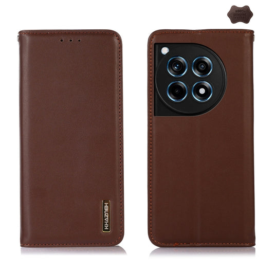 For OnePlus Ace 3 / 12R KHAZNEH Nappa Top Layer Cowhide Leather Phone Case(Brown) - OnePlus Cases by PMC Jewellery | Online Shopping South Africa | PMC Jewellery | Buy Now Pay Later Mobicred