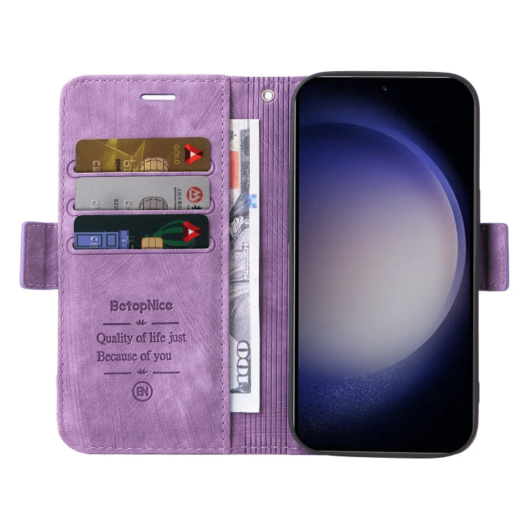 For Samsung Galaxy S24 BETOPNICE Dual-side Buckle Leather Phone Case(Purple) - Galaxy Phone Cases by BETOPNICE | Online Shopping South Africa | PMC Jewellery | Buy Now Pay Later Mobicred