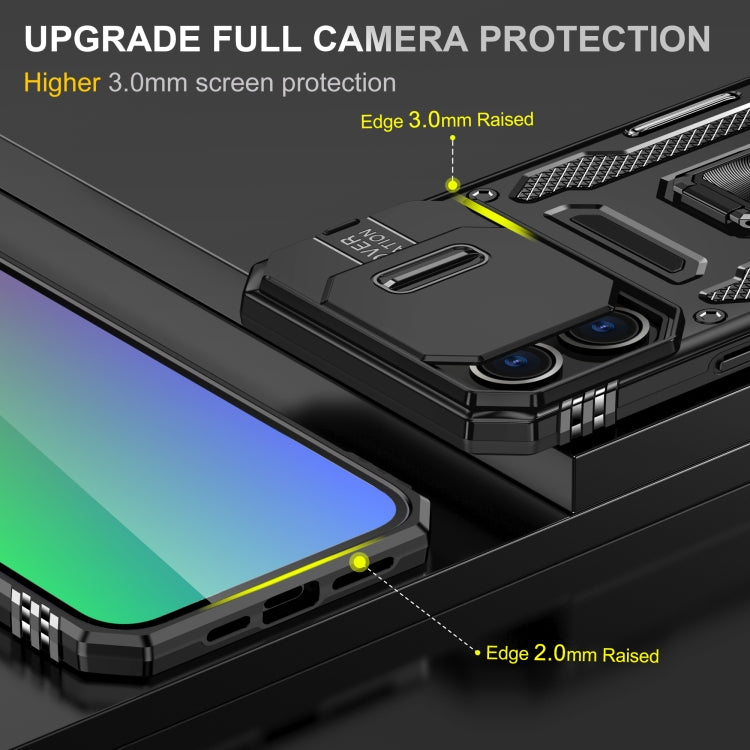 For iPhone 16 Pro Armor PC + TPU Camera Shield Phone Case(Black) - iPhone 16 Pro Cases by PMC TechLife | Online Shopping South Africa | PMC TechLife | Buy Now Pay Later Mobicred