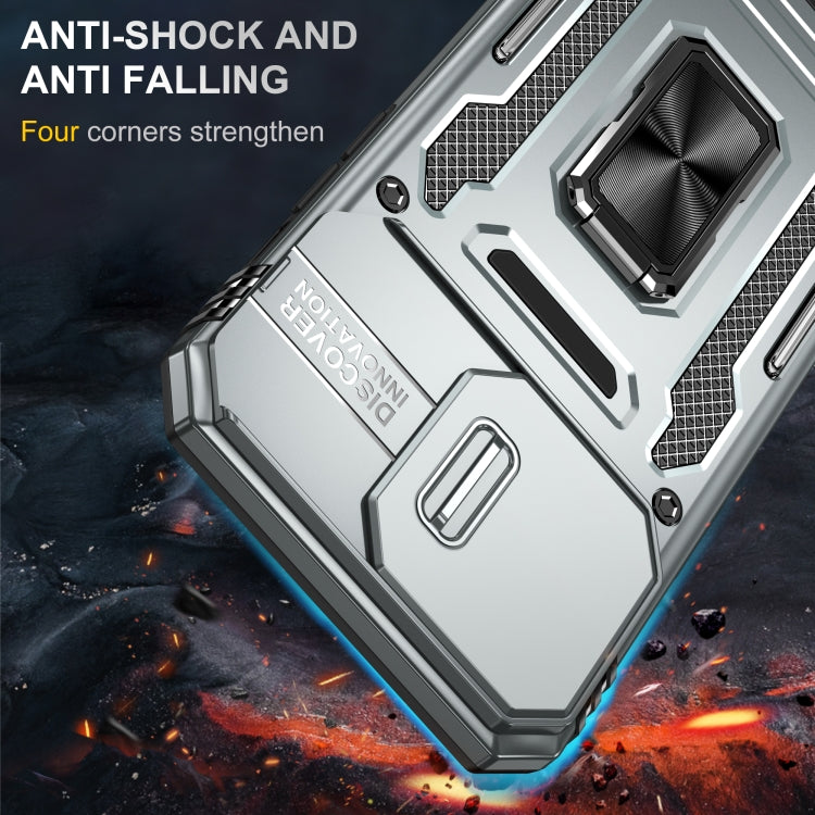 For iPhone 16 Pro Armor PC + TPU Camera Shield Phone Case(Grey) - iPhone 16 Pro Cases by PMC TechLife | Online Shopping South Africa | PMC TechLife | Buy Now Pay Later Mobicred