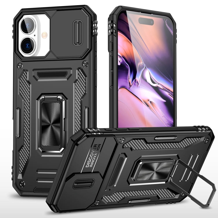 For iPhone 16 Plus Armor PC + TPU Camera Shield Phone Case(Black) - iPhone 16 Plus Cases by PMC Jewellery | Online Shopping South Africa | PMC Jewellery | Buy Now Pay Later Mobicred