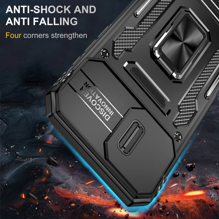 For iPhone 16 Plus Armor PC + TPU Camera Shield Phone Case(Black) - iPhone 16 Plus Cases by PMC TechLife | Online Shopping South Africa | PMC TechLife | Buy Now Pay Later Mobicred