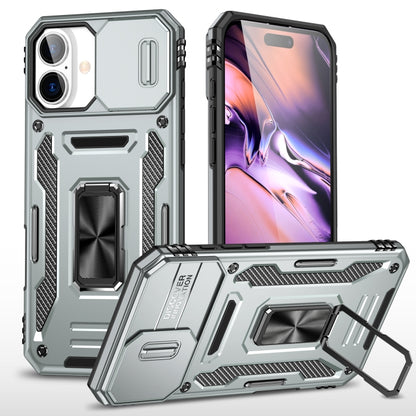 For iPhone 16 Plus Armor PC + TPU Camera Shield Phone Case(Grey) - iPhone 16 Plus Cases by PMC Jewellery | Online Shopping South Africa | PMC Jewellery | Buy Now Pay Later Mobicred