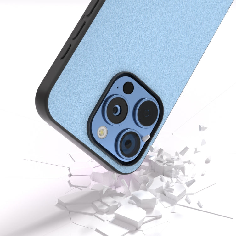 For iPhone 16 Pro ABEEL Genuine Leather Wave Black Edge Phone Case(Blue) - iPhone 16 Pro Cases by PMC Jewellery | Online Shopping South Africa | PMC Jewellery | Buy Now Pay Later Mobicred