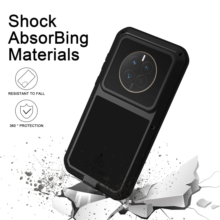 For Huawei Mate 50 Pro LOVE MEI POWERFUL Metal Shockproof Life Waterproof Dustproof Phone Case(Black) - Huawei Cases by LOVE MEI | Online Shopping South Africa | PMC Jewellery