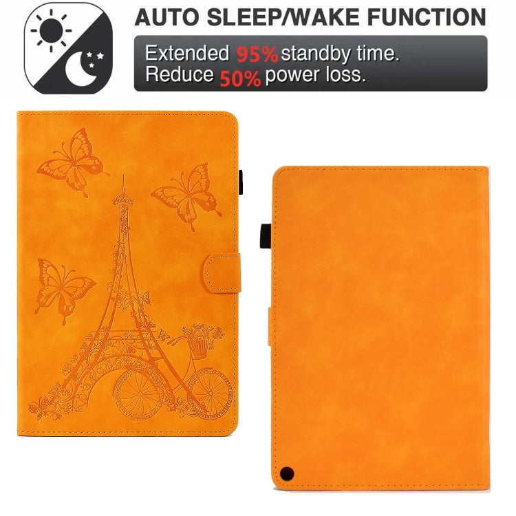 For Amazon Fire Max 11 2023 Embossed Tower Flip Smart Leather Tablet Case(Khaki) - Amazon by PMC TechLife | Online Shopping South Africa | PMC TechLife | Buy Now Pay Later Mobicred