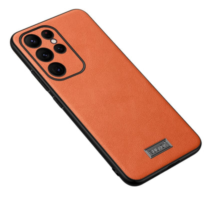 For Samsung Galaxy S24 Ultra 5G SULADA Shockproof TPU + Handmade Leather Phone Case(Orange) - Galaxy S24 Ultra 5G Cases by SULADA | Online Shopping South Africa | PMC Jewellery | Buy Now Pay Later Mobicred