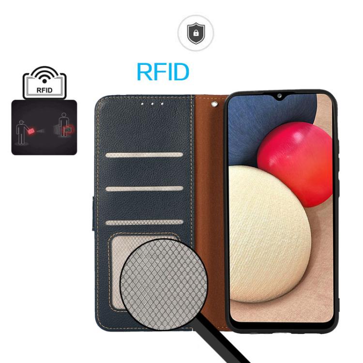 For iPhone 17 KHAZNEH Litchi Texture Leather RFID Phone Case(Blue) - free shipping - PMc TechLife - Order now!