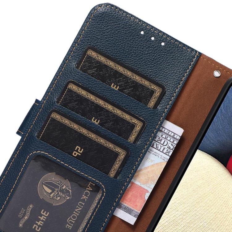 For iPhone 17 KHAZNEH Litchi Texture Leather RFID Phone Case(Blue) - free shipping - PMc TechLife - Order now!