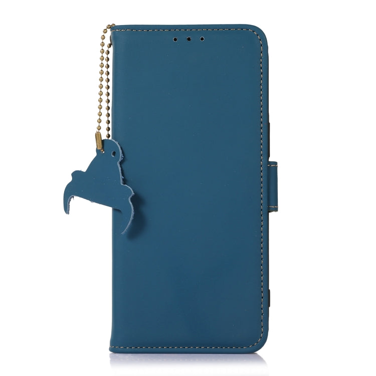 For iPhone 16 Pro Max Genuine Leather Magnetic RFID Leather Phone Case(Blue) - iPhone 16 Pro Max Cases by PMC Jewellery | Online Shopping South Africa | PMC Jewellery | Buy Now Pay Later Mobicred