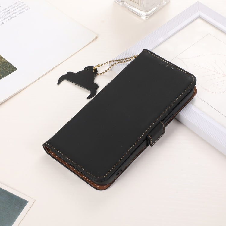 For iPhone 16 Pro Genuine Leather Magnetic RFID Leather Phone Case(Black) - iPhone 16 Pro Cases by PMC TechLife | Online Shopping South Africa | PMC TechLife | Buy Now Pay Later Mobicred