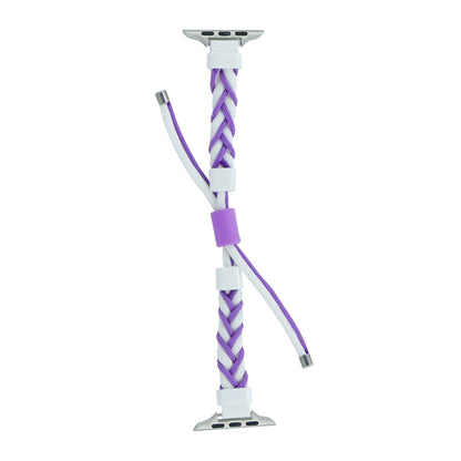 Silicone Bean Braided Cord Nylon Watch Band For Apple Watch Ultra 2 49mm(White Purple) - Watch Bands by PMC Jewellery | Online Shopping South Africa | PMC Jewellery | Buy Now Pay Later Mobicred